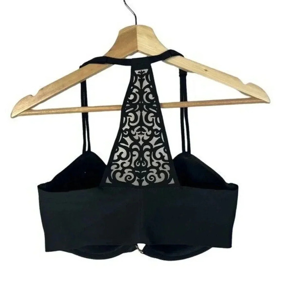 Victoria's Secret Black Lace Racerback Demi Bra 34DD - Picture 2 of 3